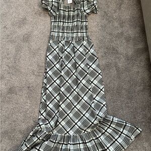 Topshop Black and Gray Checkered Blouse